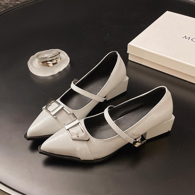 Woman Elegant Summer French Square Toe Green Mary Janes Cute Casual Flats Female Retro Shoes Low Heeled Soft Soled Flat Shoes