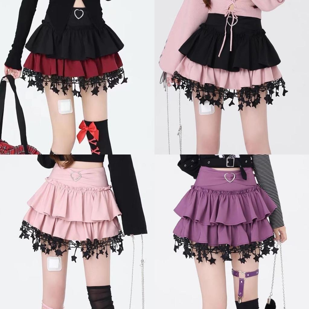 Harajuku Y2k Lolita Styl Mini Sukně Dámská Korejská Móda Vysoký Pas Volánky Dortové Sukně Japonská Kawaii Skládaná JK Krátké Sukně