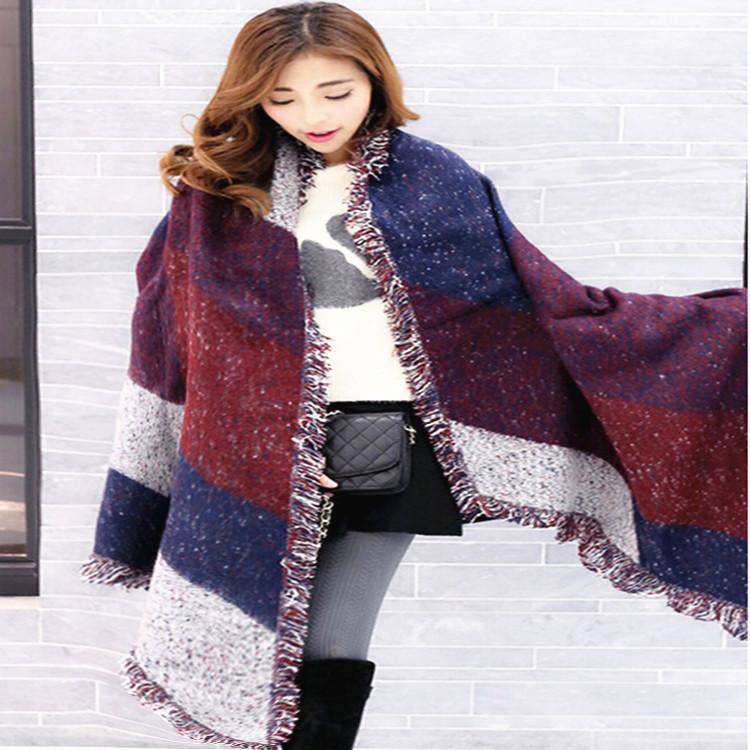 Scarf Women's Autumn and Winter New Woolen Scarf Shawl Dual Purpose Winter Warm Thickening Women's Shawl