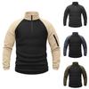 Men's Tactical Polar Fleece Jacket - 220g Warm Patchwork Stand Collar Pullover for Autumn/Winter