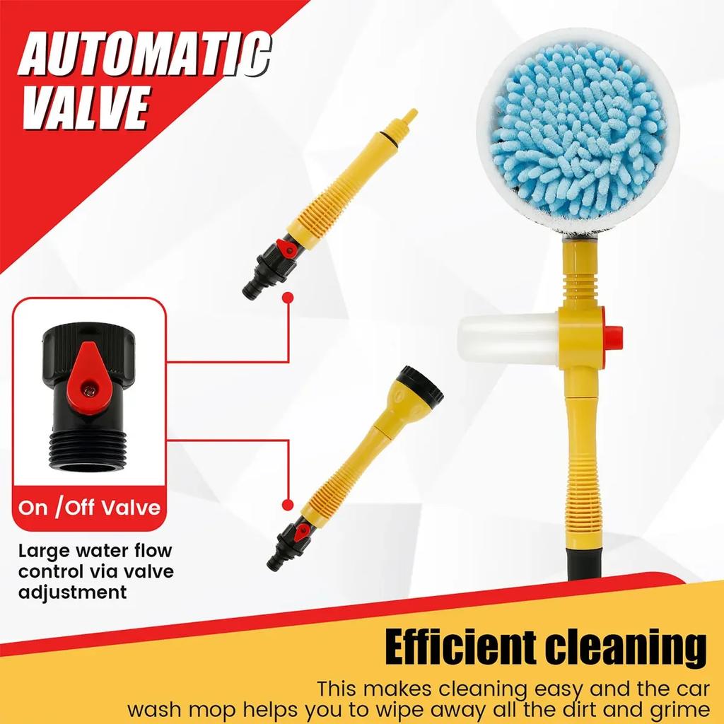 Car Wash Brush Cleaning Mop Foam Brush with Long Handle Automatic 360° Rotating Foaming Car Wash Mop Auto Accessories Tools2025
