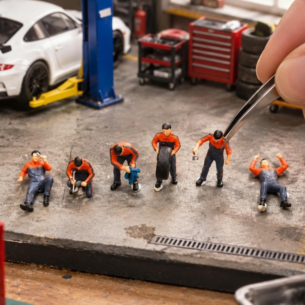 6 Pieces Technician Miniatures Compact Workshop Character Miniature Long-Lasting