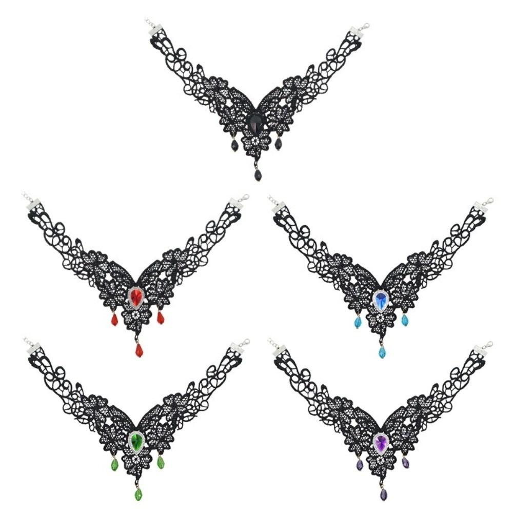 Pendant Lace Flower Necklace Tassel Halloween Clavicle Choker Cool Halloween Necklace  Party
