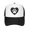 Heart Paw Print Trucker Hat Unisex Breathable Mesh Baseball Cap Outdoor Casual