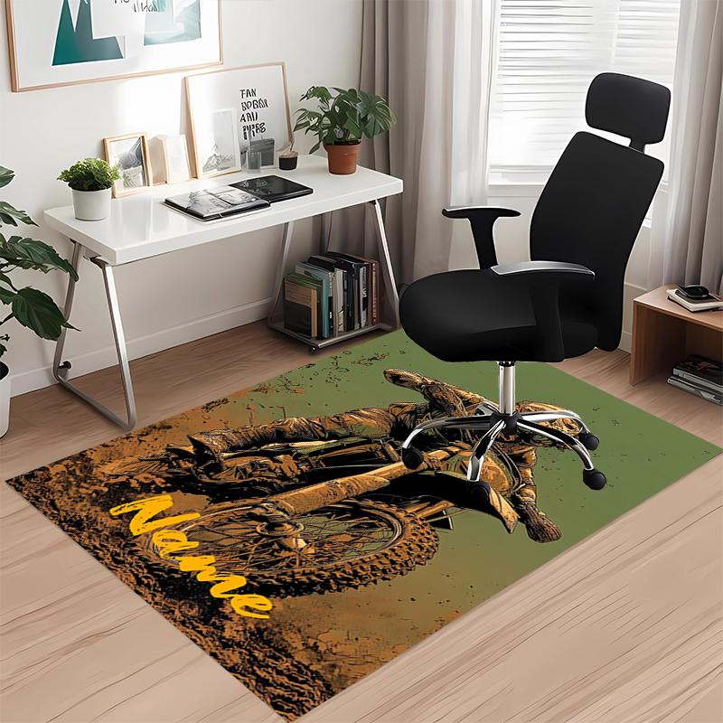 Tappeto Stampato Moto da Fuoristrada con Nome Personalizzato, per Sedia da Ufficio Soggiorno Camera da Letto Cucina Decorazioni Regali.