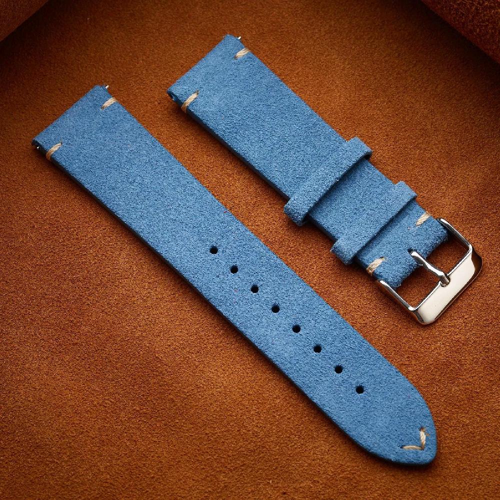 Vintage Genuine Suede Watch Straps 18mm 20mm 22mm Quick Release WatchBand Gray Brown Black Beige 14mm 16mm Wristband Accessories