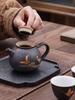Crane Retro Japanese Style Teapot Vintage Ceramic Kung Fu Tea Little Pot of Dan Hu Pu'er Tea Tea Kettle Teaware