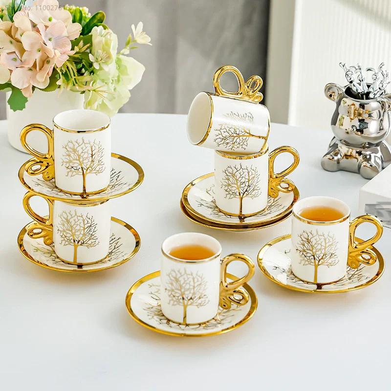 6 Cups 6 Saucers Ceramic Light Luxury Coffee Cup European High-end Exquisite British Cup and Saucer Tea Set