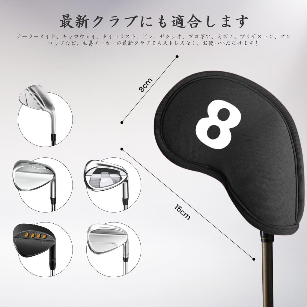 Set mit 11 Golf-Eisenhauben mit magnetischem, leichtem Neopren, Schutzhauben für Wedges und Eisen mit Nummernverschluss, Headcovers, (LT-018)