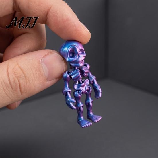 Dark Atmosphere Decor 10Pcs 3D Printed Skeleton Figurines with Movable Joints, Articulated Man Halloween Party Props Fidget Toy, Mini Posable