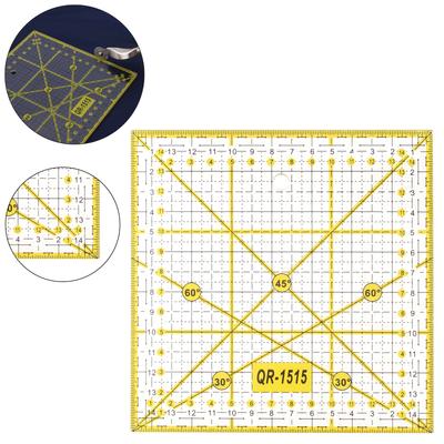 Quilting Ruler 15cmx15cm with Double Colored Grid Lines Acrylic Quilters' Ruler Fabric Cutting Rule Template for Easy Precision Cutting, 15cm X 15cm