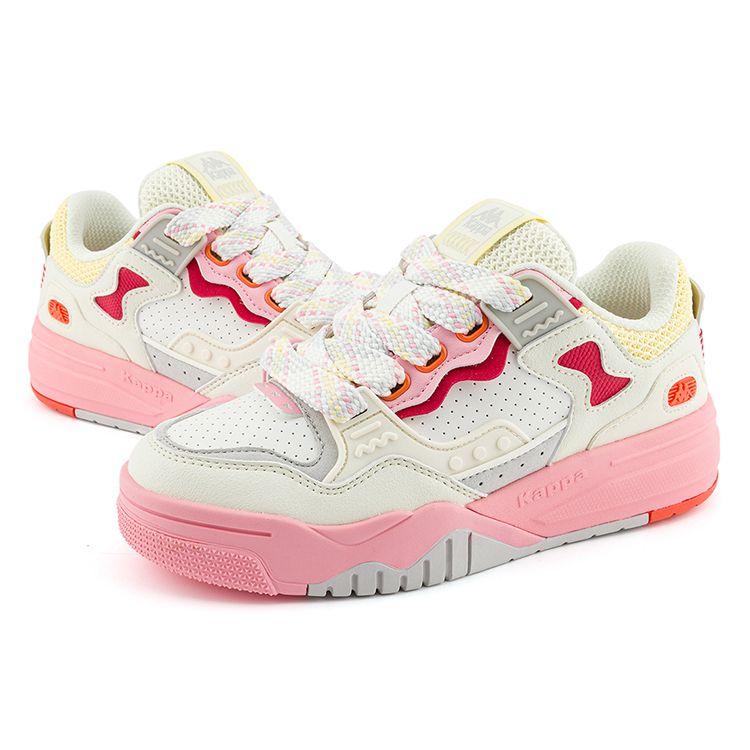 Kappa Casual Comfortable Slip Resistant Durable Low Top Skate Shoes Unisex sneaker White Pink K0DY5CC16-0106