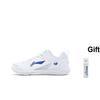 New LiNing Feather Anti Slip And Wear Resistant Lightweight Low Top Badminton Shoes Unisex White Blue AYTU049-6