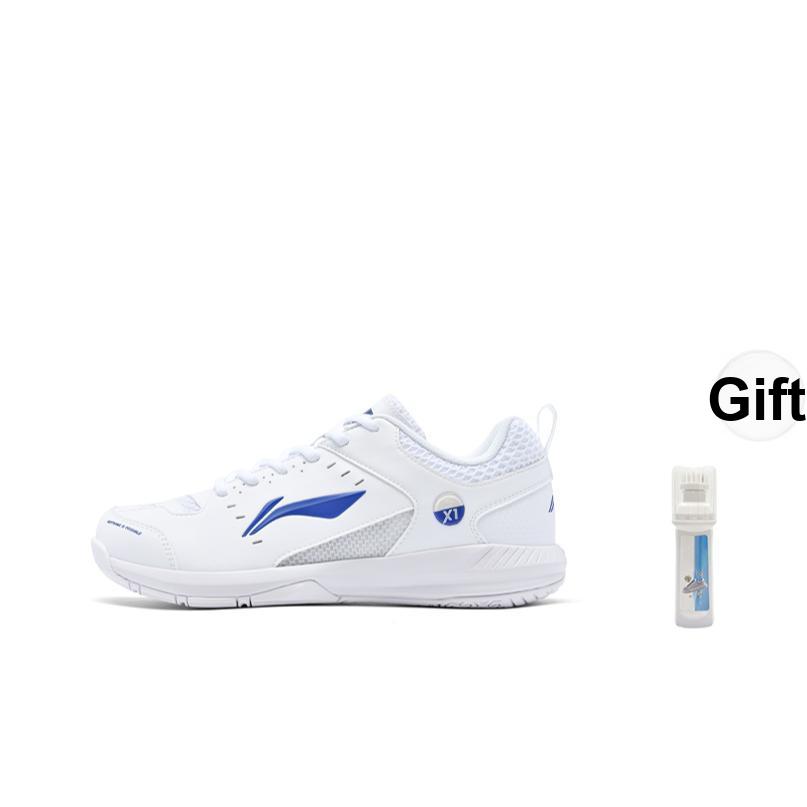 New LiNing Feather Anti Slip And Wear Resistant Lightweight Low Top Badminton Shoes Unisex White Blue AYTU049-6