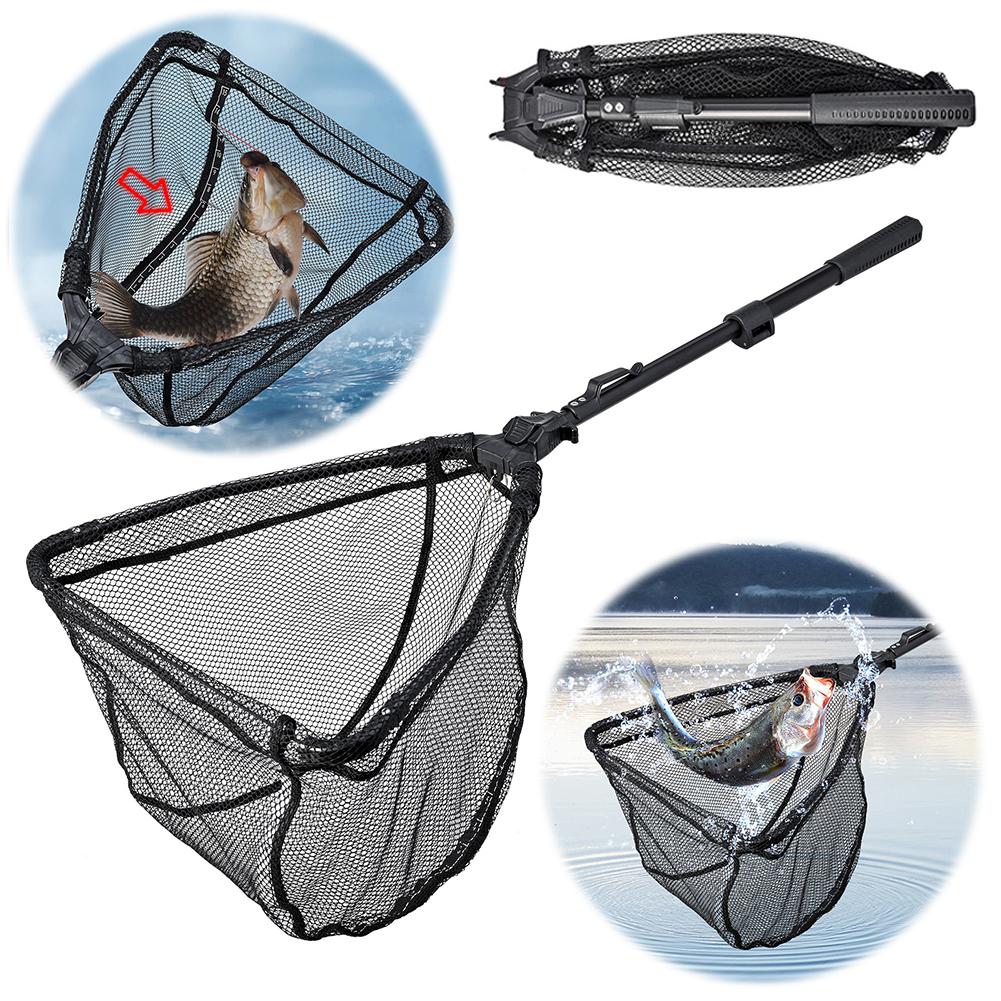 Fishing Landing Net Folding Fishing Net Telescopic Handle Collapsible Landing Net Fish Landing Net Fishing Accessories