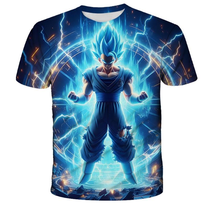 Fashionable summer men's domineering wolf print pattern breathable round neck T-shirt outdoor high street casual top