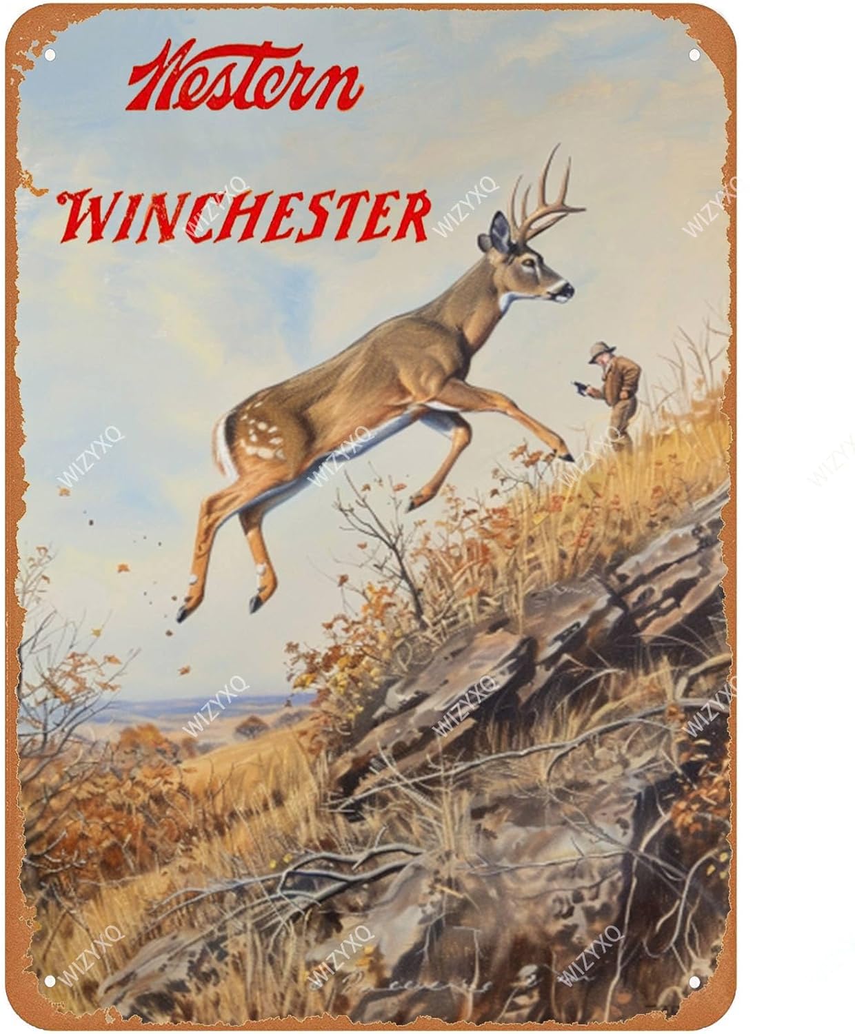 

Western Winchester Deer Vintage Signs Retro Metal Tin Sign for Home Office Kitchen Bar Cafe Garden Wall Decor 20x30cm（7.8x11.8inch）