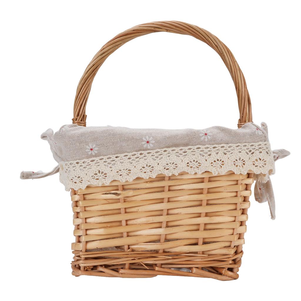 Picnic Basket Detachable Lining Vintage Spacious Capacity Hand Woven Basket for Camping Vegetable Picking