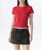 MUSINSA STANDARD WOMAN Women'S Layered Hem Slim T-Shirt [Red/Cream]