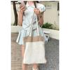 Simple Women's Vacati Beach Shoulder Bag Hollow Knitted Female Travel Tote Handbags Ctrast Color Portable Shopping Bags