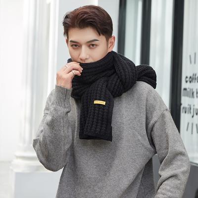 Solid Color Knitted Wool Scarf Women's Winter Thickened Warm Student Cute Scarf Men Versatile New
