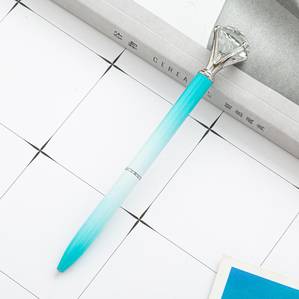 1pcs Popular Big Diamond Pen Metal Glass Fashion Water Diamond Pen Rotating Stationery Ball Pen Office Signature Pen
