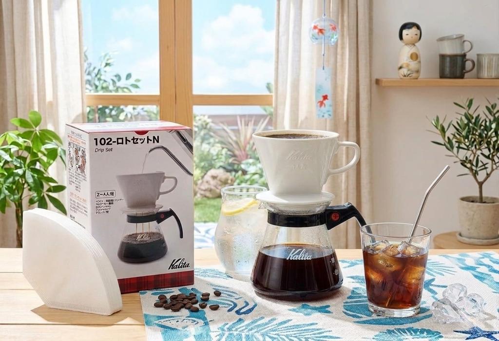 Kalita Coffee Drip Set Set A ceramic dripper set with a fast extraction speed that brings out only the deliciousness before any bitterness High heat