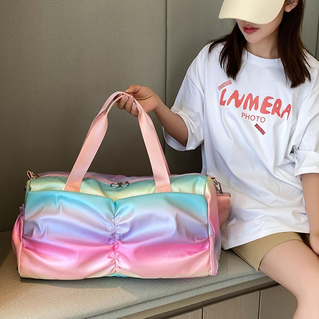 Fashion Gradient Color Sports Fitness Bag, Women's Wet And Dry Separation Training Yoga Bag, Outdoor Travel Storage Bag