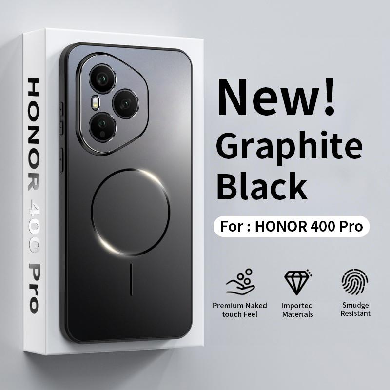 For Honor 400 Pro Case for Magsafe Magnetic Soft Silicone Frame +PC Shockproof Wireless Charge Back Cover for Honor400 400pro