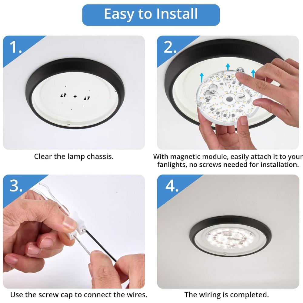 Aluminum Ceiling Fan Light Kit 3.93 Inch Fan Light Panel Universal Magnetic Mount Light Hallway