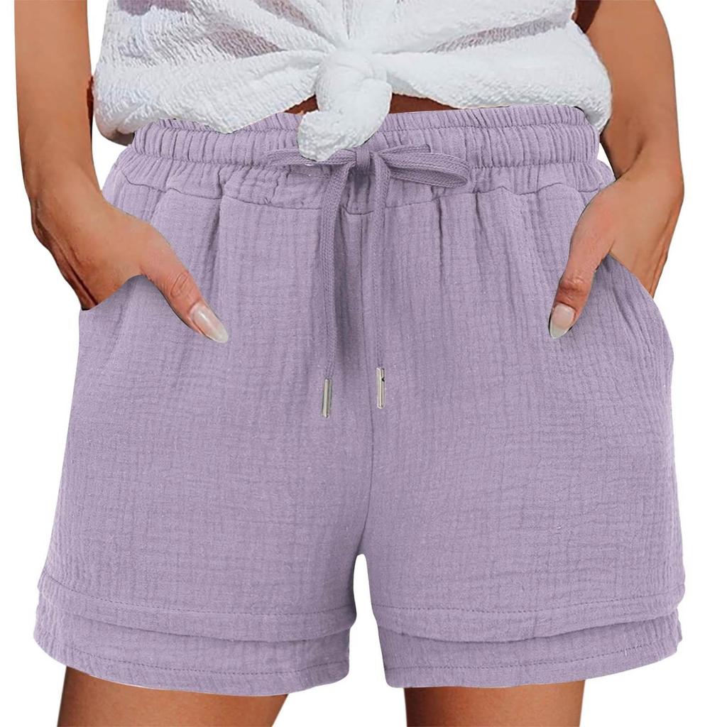 Women's Casual  Summer Elastic Beach Shorts  Solid Casual Shorts