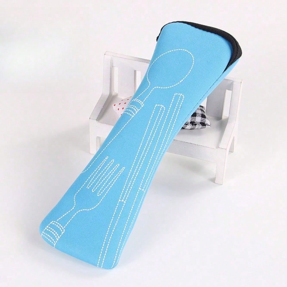 

1pc Storage Box, Leak Proof Portable Fabric Cutlery Pouches, Durable Utensil Bags With Zipper, For Fork, Spoon And Knife синий