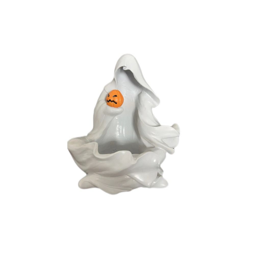 Cartoon Halloween Ghost Statue DIY Resin Candlestick Ornament Meditation Ghost Sculpture  Garden