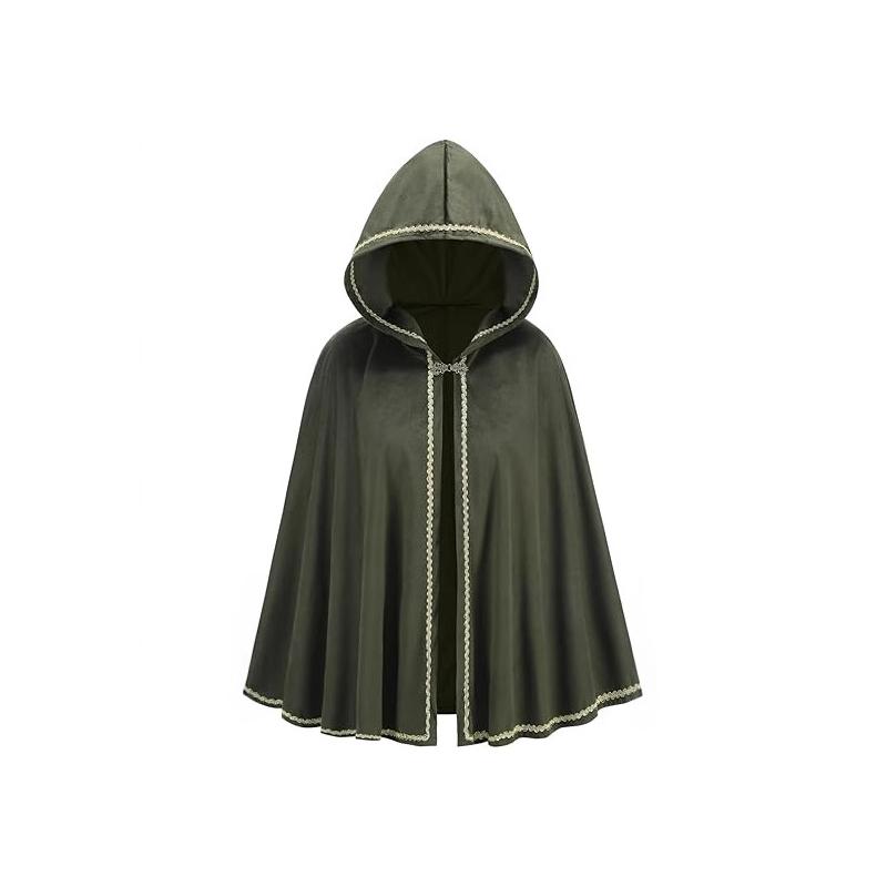 

Ренессанс Средневековая накидка с капюшоном для взрослых, бархатный плащ, накидка викторианского стиля для женщин для Хэллоуина One Size бежевый