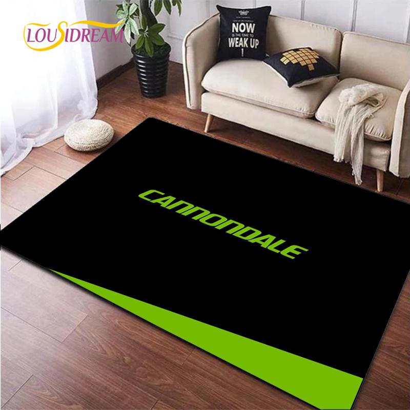 Tappeto con logo di bicicletta per Soggiorno Camera da letto Tappeti Cucina Bambini Porta Tappetino Antiscivolo Regalo di compleanno Oggetti di scena fotografici Alfombra Tappeto