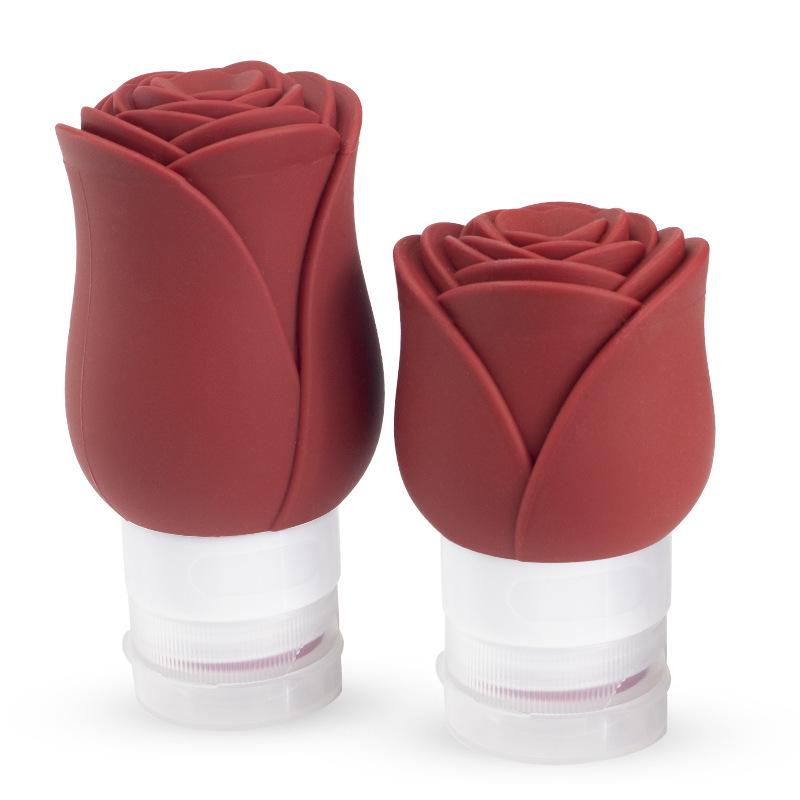 Rose-Shaped Silicone Refillable Travel Bottle - Portable Cosmetic Dispenser