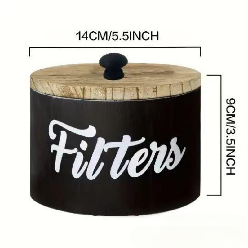 1pc High-capacity American Country Retro Coffee Filter Storage Box Coffee Storage Container Storage Wooden Box