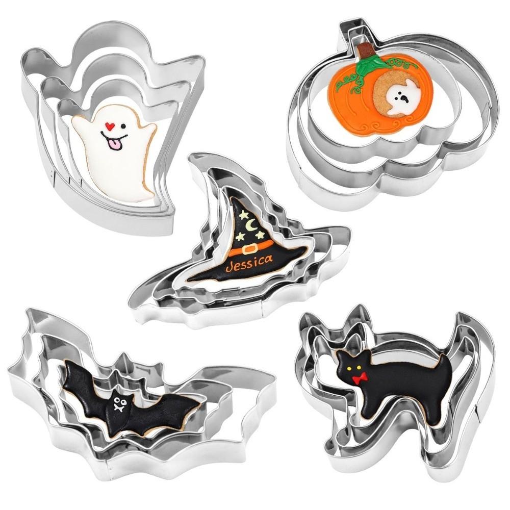 15PCS/SET 3D Bat Baking Molds Stainless Steel Pumpkin Cookie Cutter Biscuit Mold Halloween
