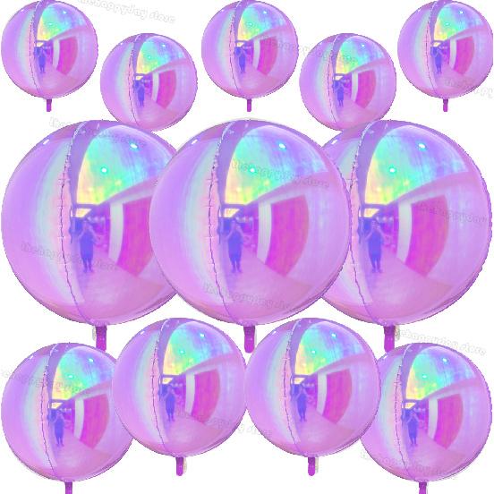 12 Stück schillernde 4D runde Folienballons 22/12/10 Zoll holografische 4D-Folienballons Helium Luft Globos Meerjungfrau Geburtstag Hochzeit Dekoration 5