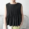 Solid Color Sleeveless Babydoll Top + Pleated Pants Skirt Two-Piece Set
