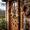 Metal Plastic Wind Chimes Heart-Shaped Couple Chime, Honeybee Gnome & Red Bird Outdoor Hanging Decor, Decorative Doorbell Replacement Love Suncatcher
