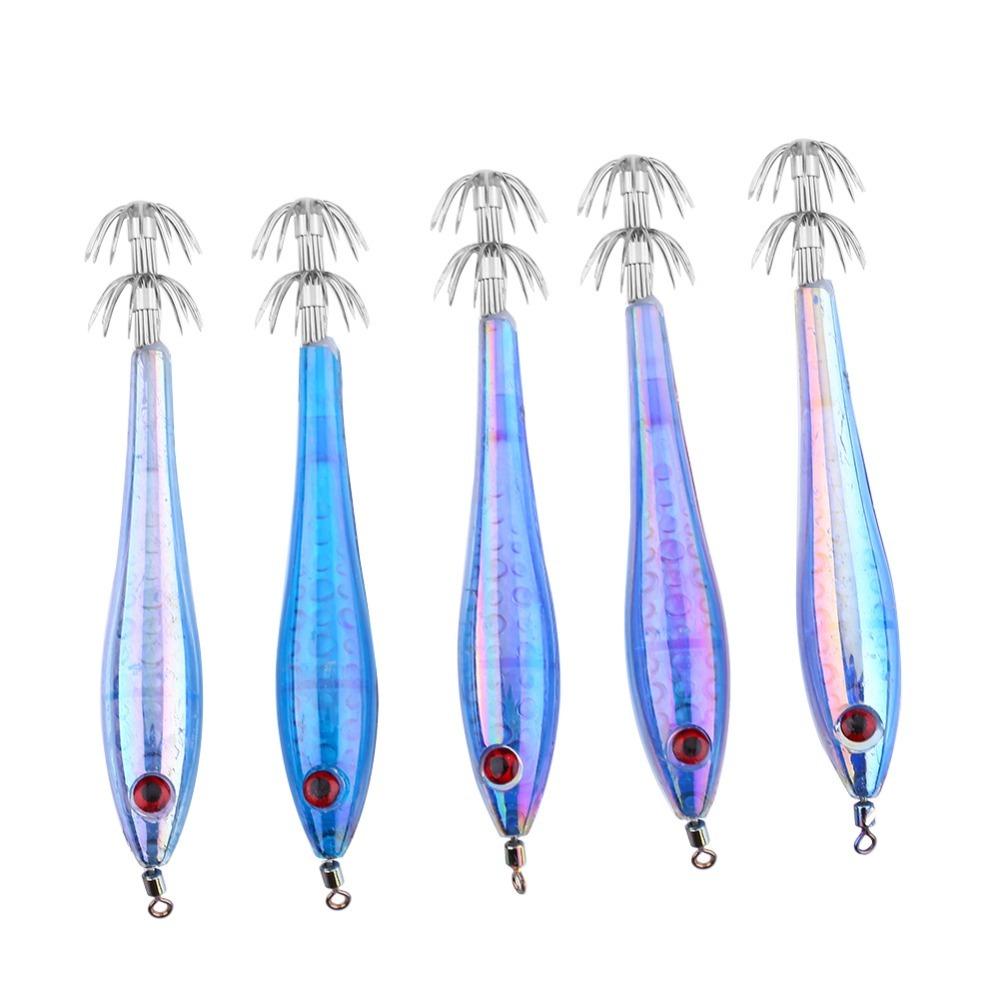 5PCS Double Hook Squid Jig Lures 9.5cm Squid Jig Hooks Squid Fishing Lures  Freshwater Fishing