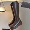 Fashion Autumn Winter Leather Mid Calf Shoes Woman Trend 2025 Novelty Hot Footwear Waterproof Large Size Warm Half High Boots for Women