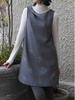 Women's Wool Blend Sleeveless Vest Dress with Firework Embroidery A-line Skirt - Spring Style S1QZ010
