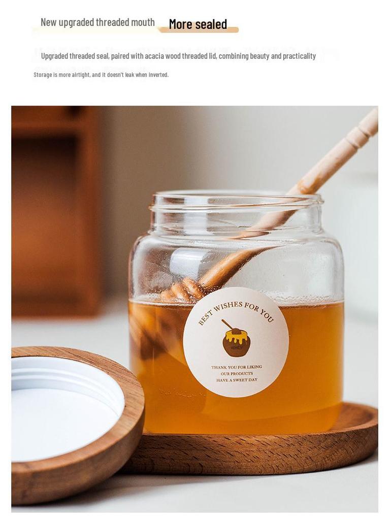 Luftdichtes Glasvorratsglas mit Holzdeckel für Honig, Kaffeebohnen, Marmelade oder Trockenwaren