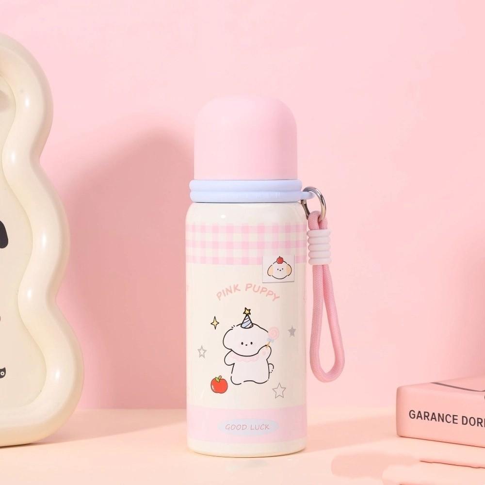 600ML New Cute Cartoon Thermal Cup Large Capacity Stainless Steel Water Cup Portable Fall Prevention Insulated Water Bottle