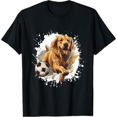 Camiseta Animal Equipo Deportivo Perro Golden Retriever Jugando al Fútbol