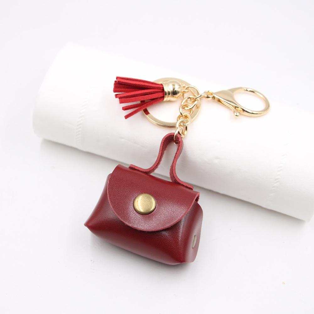 Mini Fashion Retro Change Bag Leather Keychain Car Pendant Accessories Couple's Small Bag Keychain