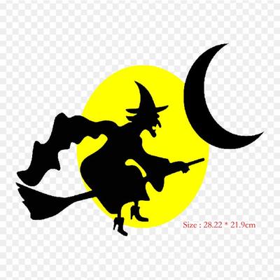 Halloween čarodějnice silueta čarodějnice Žehlička na teplonosný tisk Vinylové záplaty Nálepka na oblečení Vlastní nášivky omyvatelné záplaty