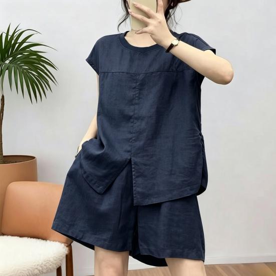 Yousheng Summer 2 Piece Sets for Women, Short Sleeve Crew Neck Top And Shorts Matching Set, Casual Loose Lounge Outfits